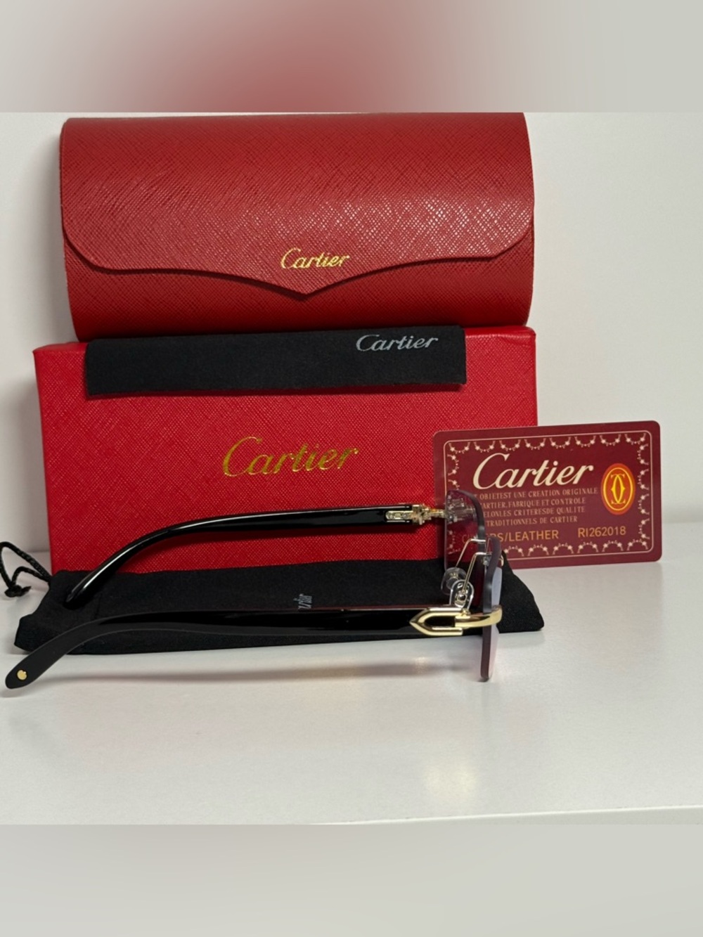 Cartier Gold-Accented Rimless Sunglasses with Pink Gradient Lenses - Picture 2 of 3